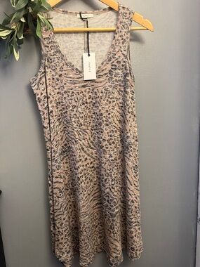 Z Supply Beige and Black Animal Print Sleeveless Tank Dress